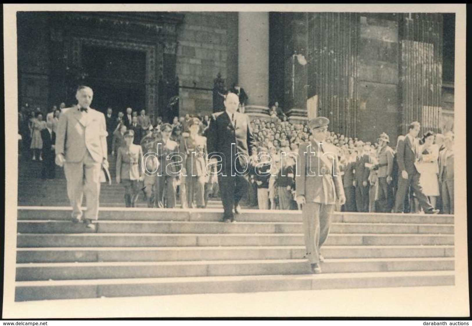 1947 Dinnyés Lajos Miniszterelnök Katonai Kísérettel, Úrnapi Körmenetben A Bazilikánál Alberty Antal Fotója  13x8 Cm - Other & Unclassified