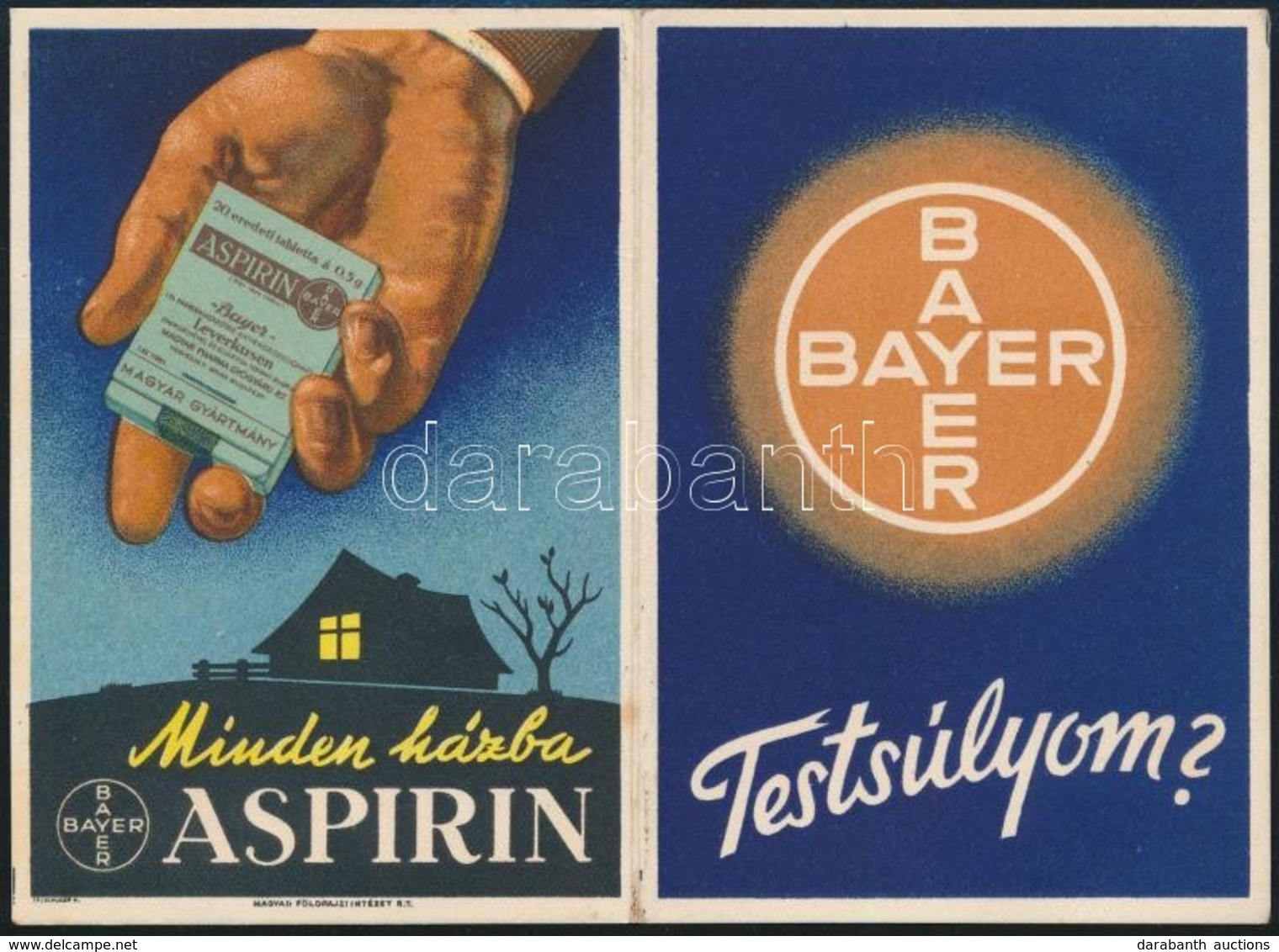 Bayer Gyógyszeres Reklámlap Testsúlynaptárral - Publicités