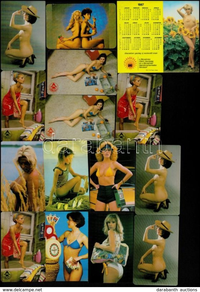 Cca 1980-1990 14 Db Erotikus Kártyanaptár - Publicités