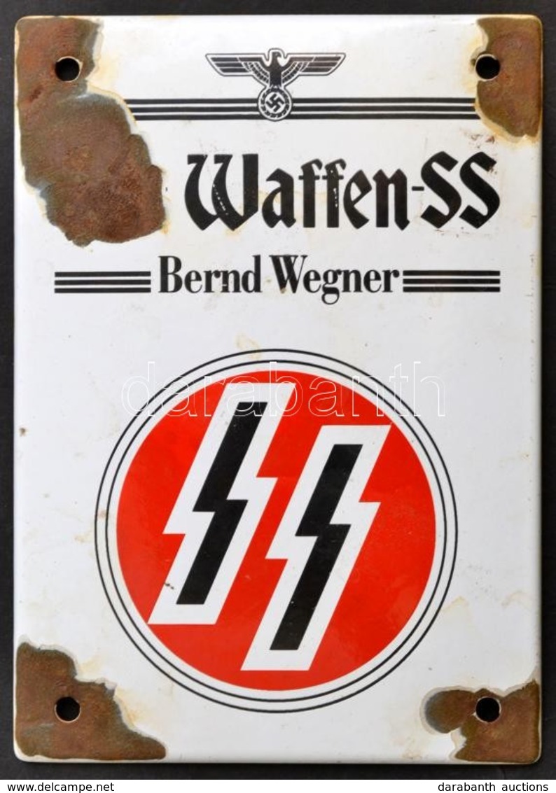 Bernd Wegner (The) Waffen SS. Zománc Tábla. Sérült. 12x17 Cm - Autres & Non Classés