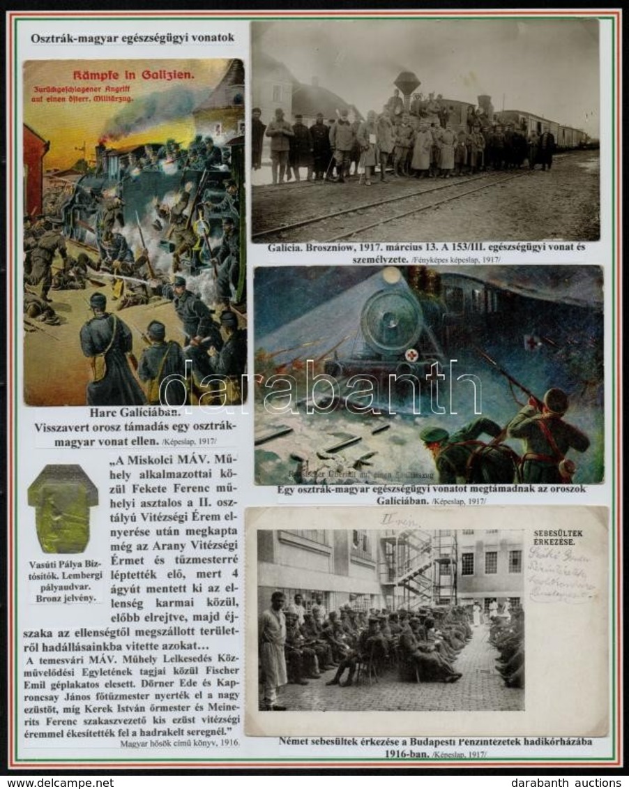 Cca 1916 Kórházvonatok Az I. Világháborúban 4 Db Fotólap és Képeslap. Kartonon (nincs Felragasztva) Kísérő Szövegekkel - Andere & Zonder Classificatie