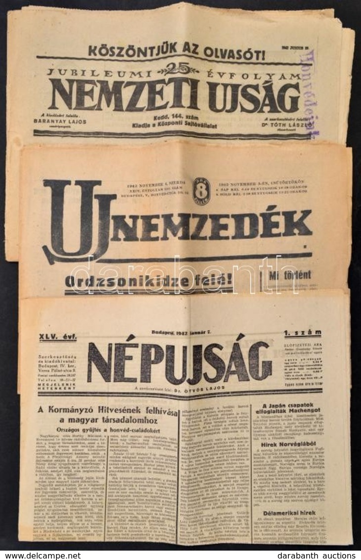 1942 Népújság, Nemzeti Újság, Új Nemzedék C. Lapok Háborús Számai - Non Classés