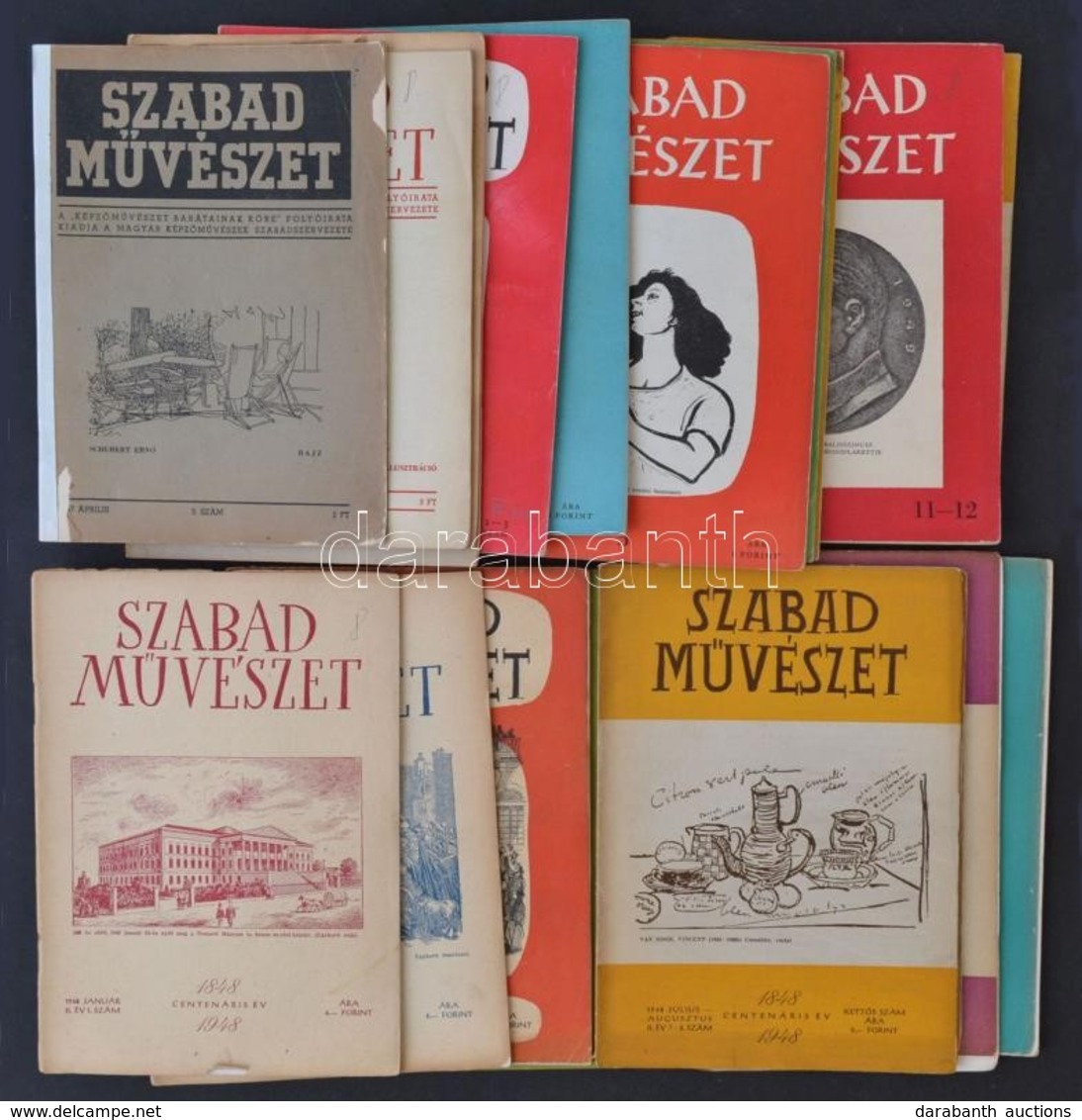 1947-1951 Szabad Művészet Folyóirat 22 Száma, Közte Teljes II. évfolyammal (1-12.), Változó állapotban. - Non Classés