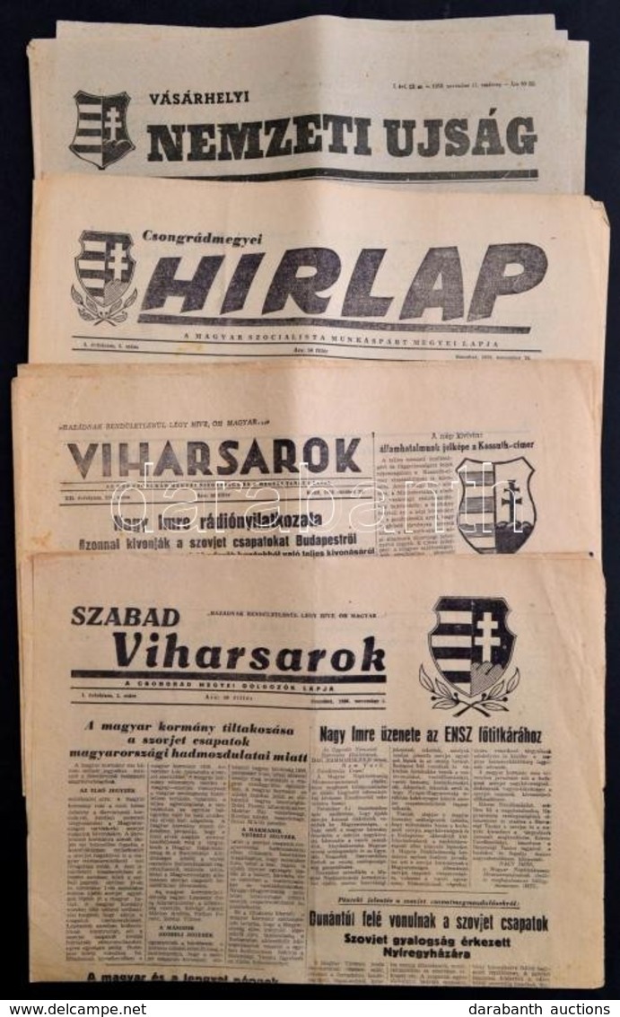 1956 Október 23- November 7. A Viharsarok és A Szabad Viharsarok, Csongrádmegyei Hírlap, Vásárhelyi Nemzeti Újság  C. új - Non Classés