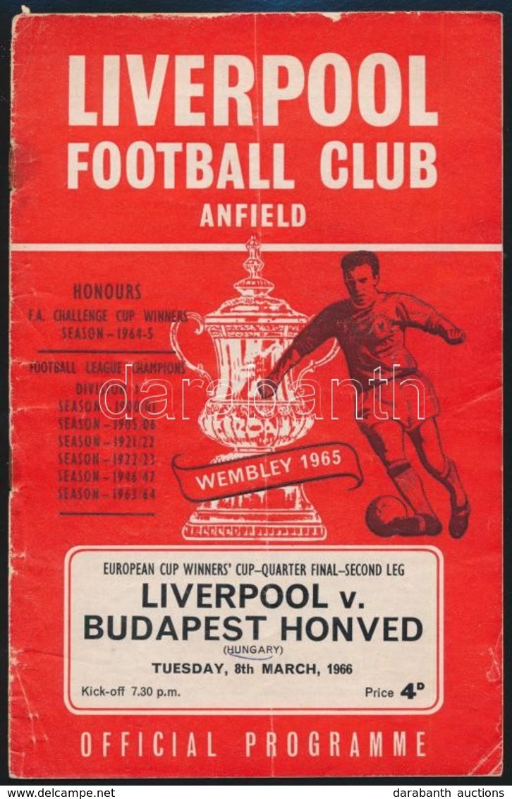 1966  Honvéd - Liverpool (0:2) Európa Kupa Labdarúgó Mérkőzés Meccsfüzete 10p. / Football Match Programme - Zonder Classificatie