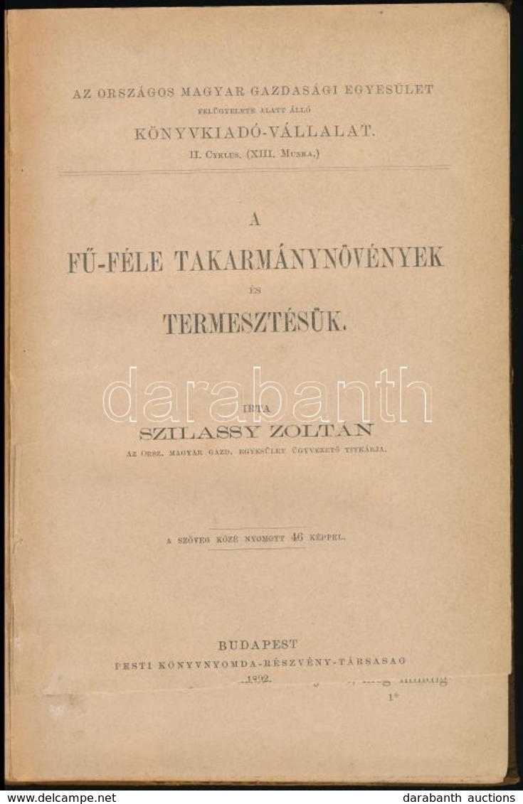 Szilassy Zoltán: A Fű-féle Takarmánynövény és Termesztésük. Bp., 1892, Pesti Könyvnyomda Rt., 204+2 P. Későbbi átkötött  - Zonder Classificatie