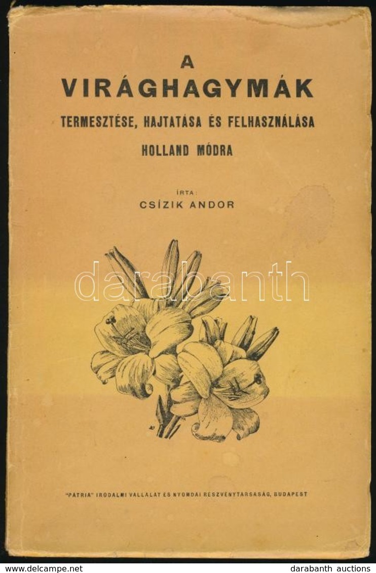 Csízik Andor: A Virághagymák Termesztése, Hajtatása és Felhasználása Holland Módra. Bp.,1927,'Pátria', 154+4 P. Kiadói P - Non Classés