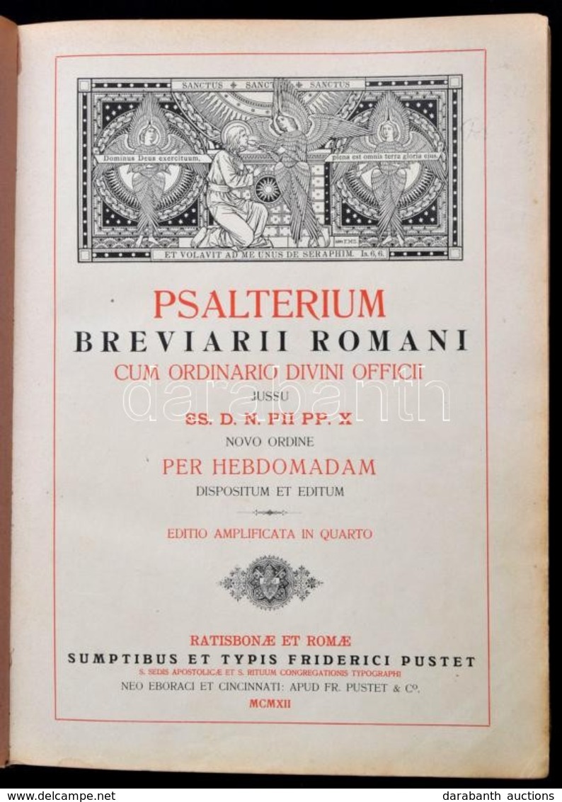 Psalterium Breviarii Romani. Regensburg - Róma, 1912, Friedrich Pustet. Sérült Gerincű Bőrkötésben. - Zonder Classificatie