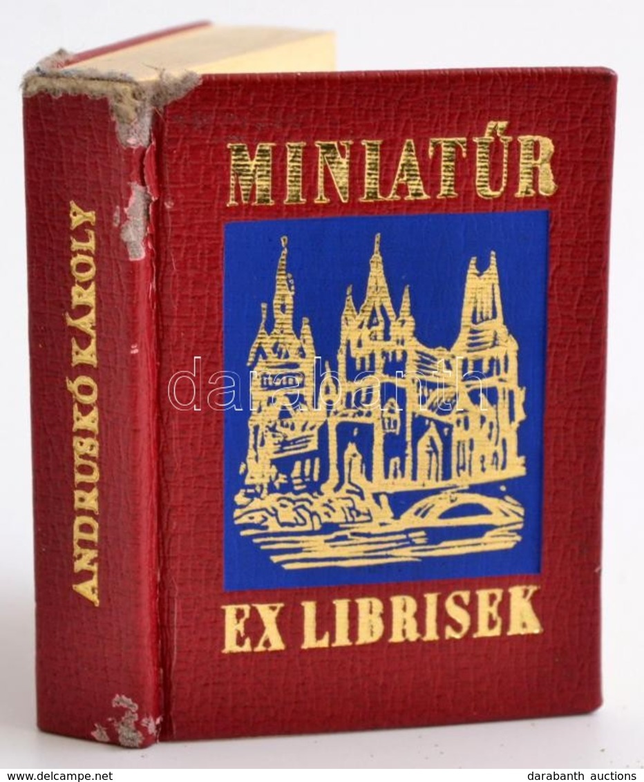 Andruskó Károly: Miniatűr Ex Librisek. Bp., 1974, Egyetemi Nyomda. Minikönyv, Kiadói Műbőr Kötés, Számozott, Kopott álla - Non Classés