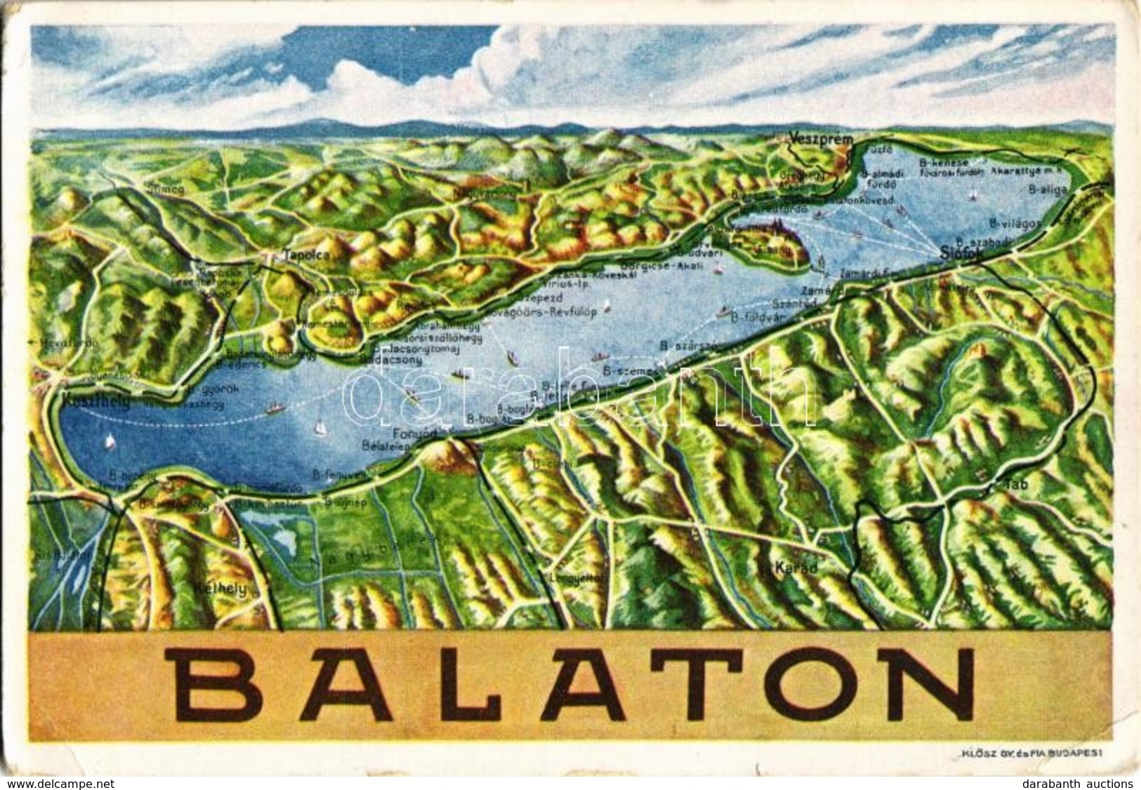 T2/T3 Balaton, Térkép. Klösz Gy. és Fia, A Duna-Száva-Adria Vasúttársaság Kiadása, Német Turisztikai Reklám A Hátoldalon - Non Classés