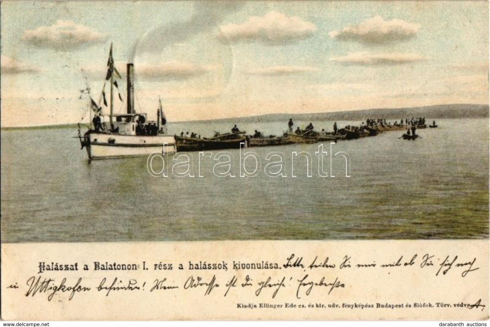 T2/T3 1902 Balaton, Halászat I. Rész, Halászok Kivonulása. Kiadja Ellinger Ede Fényképész - Non Classés
