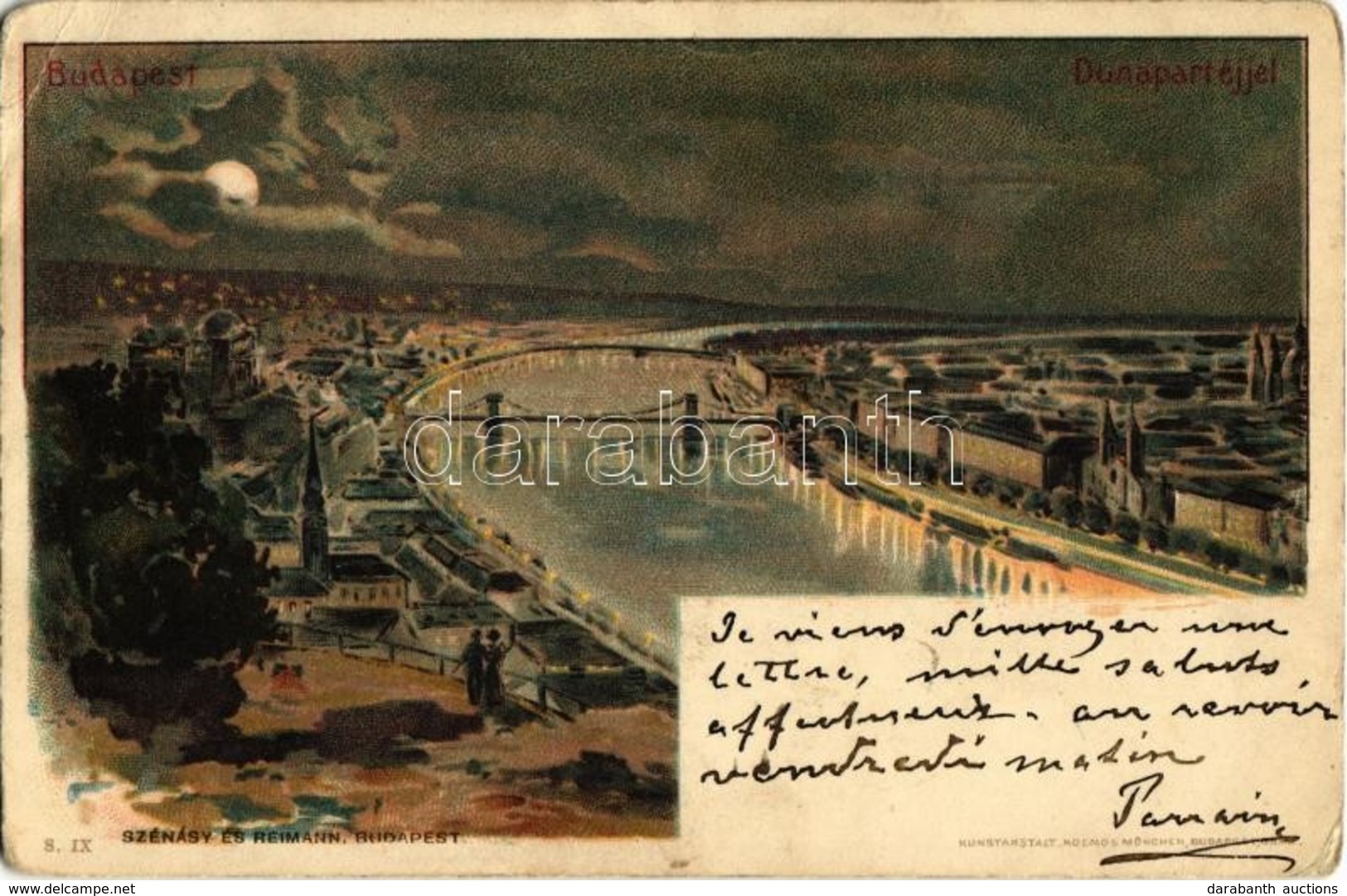 * T3 Budapest, Duna Part éjjel. Szénásy és Reimann S. IX. Kosmos Kunstanstalt Litho  (Rb) - Non Classés