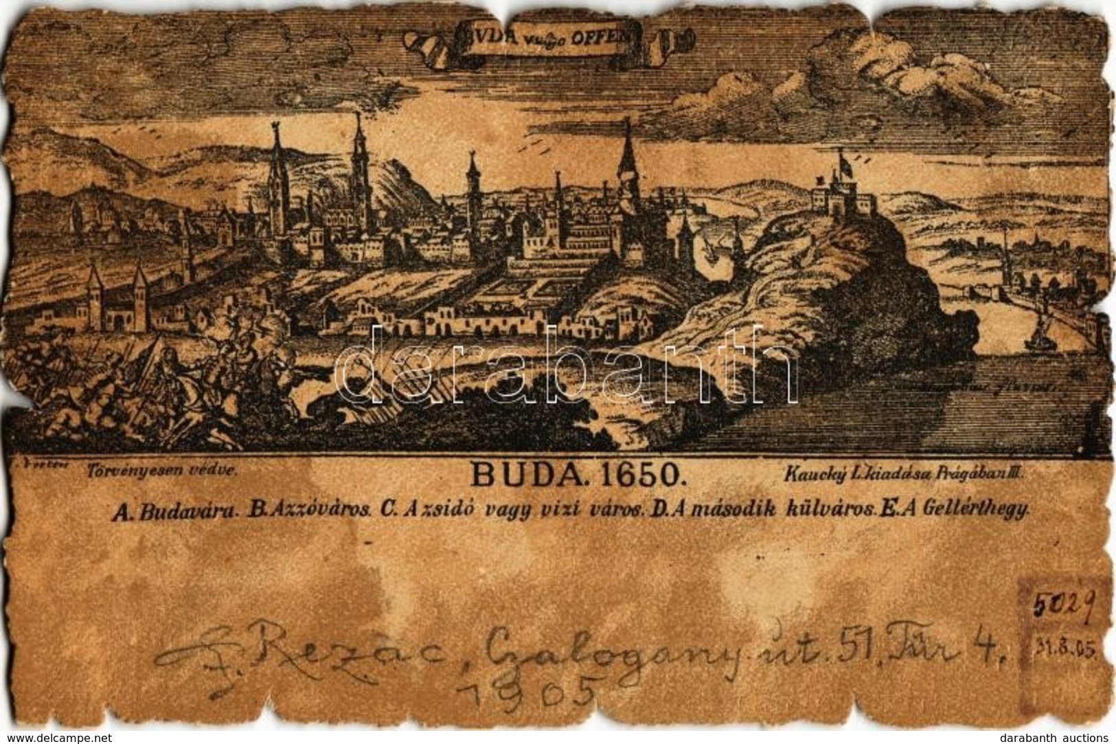 * T2/T3 Budapest, Buda 1650, Látkép, Vár, Budavára, Azzóváros, Zsidó- Vagy Víziváros, Külváros, Gellérthegy, L. Kaucky K - Non Classés