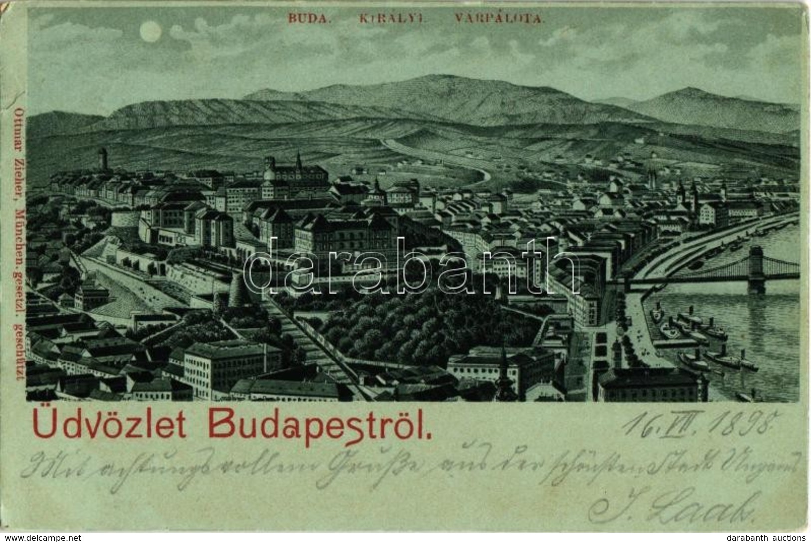 T2/T3 1898 (Vorläufer!) Budapest I. Buda, Királyi Várpalota. Ottmar Zieher Litho  (kis Szakadás / Small Tear) - Zonder Classificatie