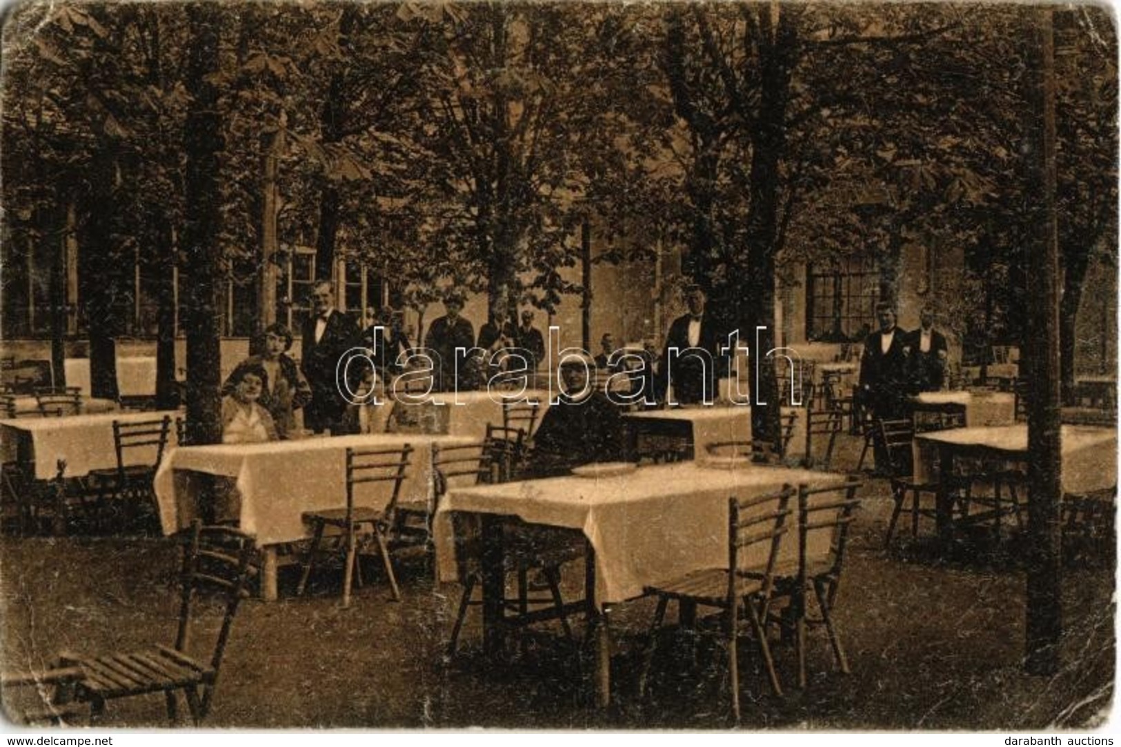 T3 1921 Budapest II. Hűvösvölgy, Wippner Mihály Vendéglője, étterem, Kert Pincérekkel (EB) - Zonder Classificatie