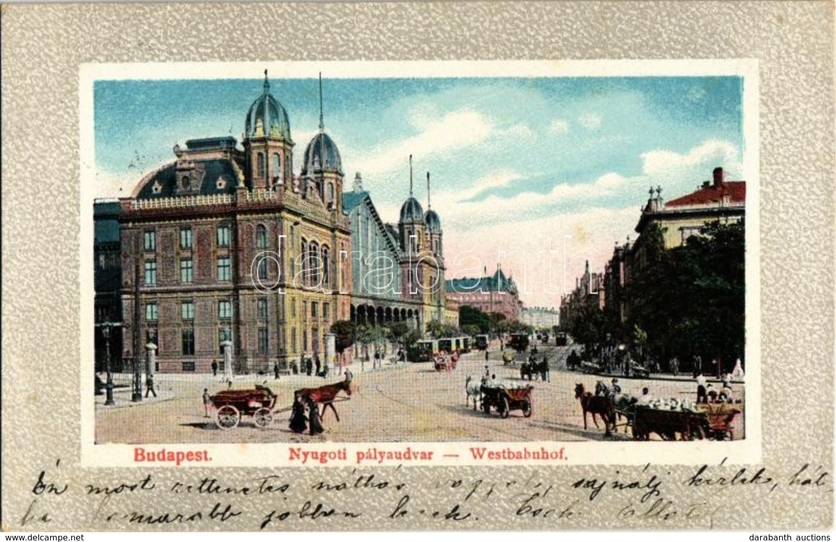 T2 1912 Budapest VI. Nyugati Pályaudvar, Villamosok - Non Classés