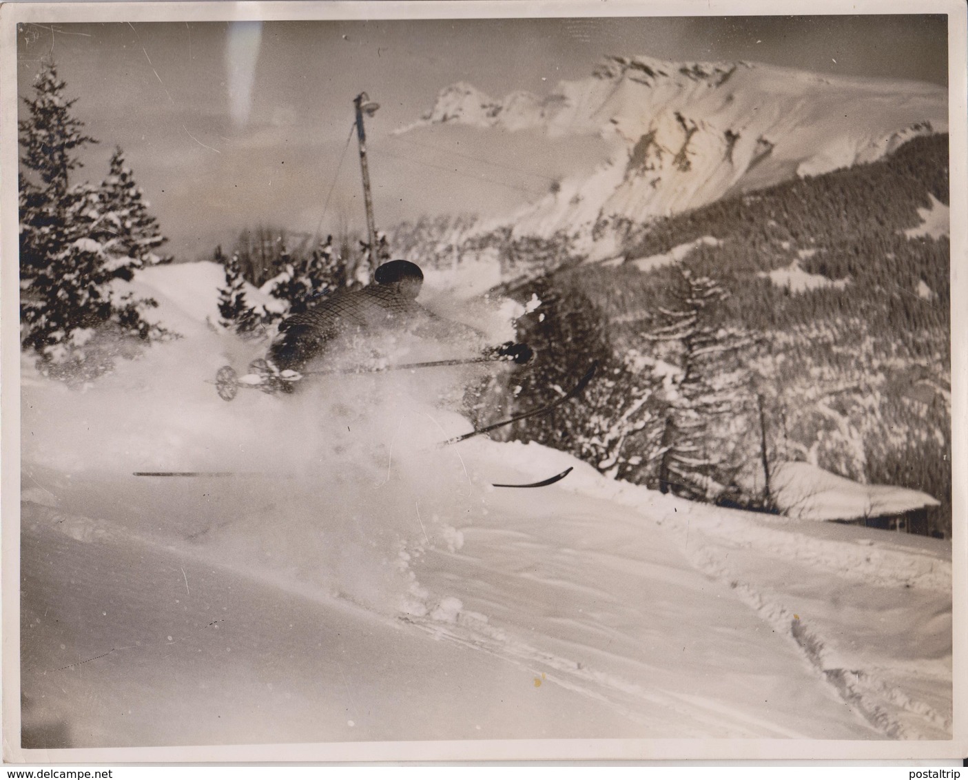 MURREN SKI-ING  SWITZERLAND SUISSE WINTER SPORT 26* 20 CM Fonds Victor FORBIN 1864-1947 - Deportes