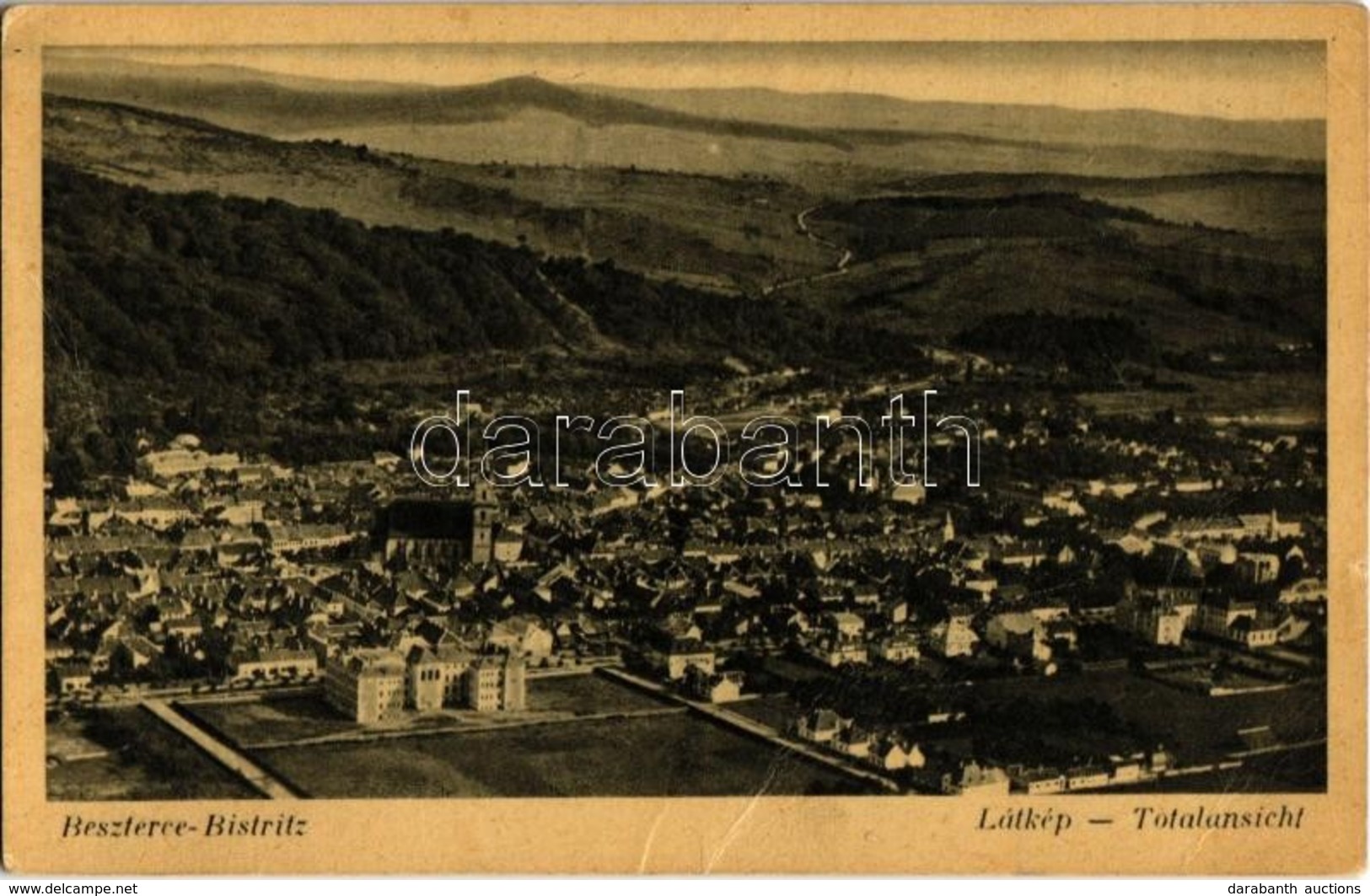 T2/T3 Beszterce, Bistritz, Bistrita; Látkép. Kiadja Gustav Zikeli / General View (gyűrődés / Crease) - Non Classés