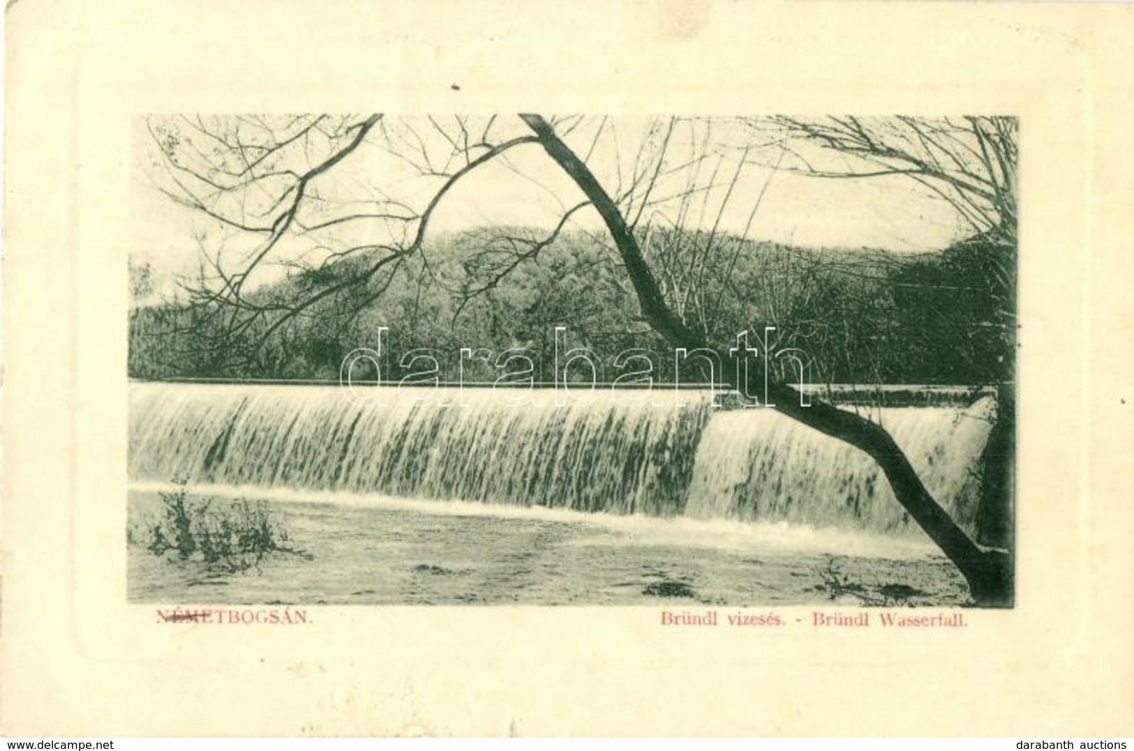 T3 1914 Boksánbánya, Németbogsán, Bocsa; Bründl Vízesés. W. L. Bp. 116. / Bründl Wasserfall / Waterfall (ragasztónyom /  - Zonder Classificatie