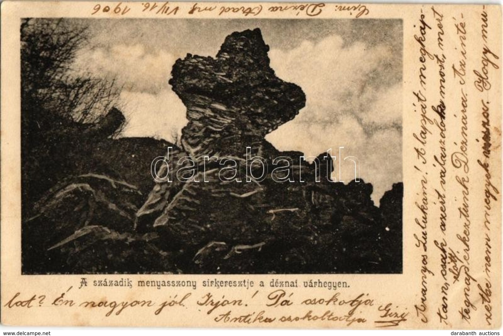 T2 1906 Dézna, Dezna; A Századik Menyasszony Sírkeresztje A Déznai Várhegyen / Cetatea Dezna / Castle Hill, Rock - Zonder Classificatie