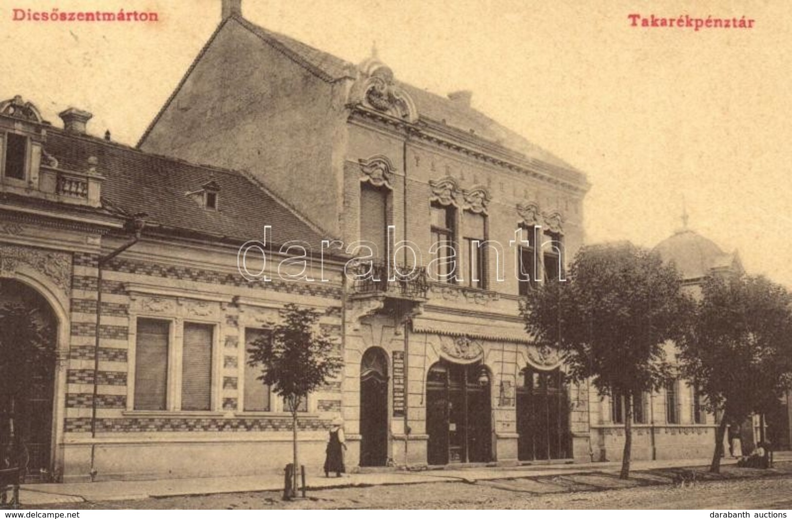 T2 1913 Dicsőszentmárton, Tarnaveni, Diciosanmartin; Takarékpénztár. Kiadja Dosztál Kálmán 'Erzsébet' Könyvnyomda és Pap - Non Classés