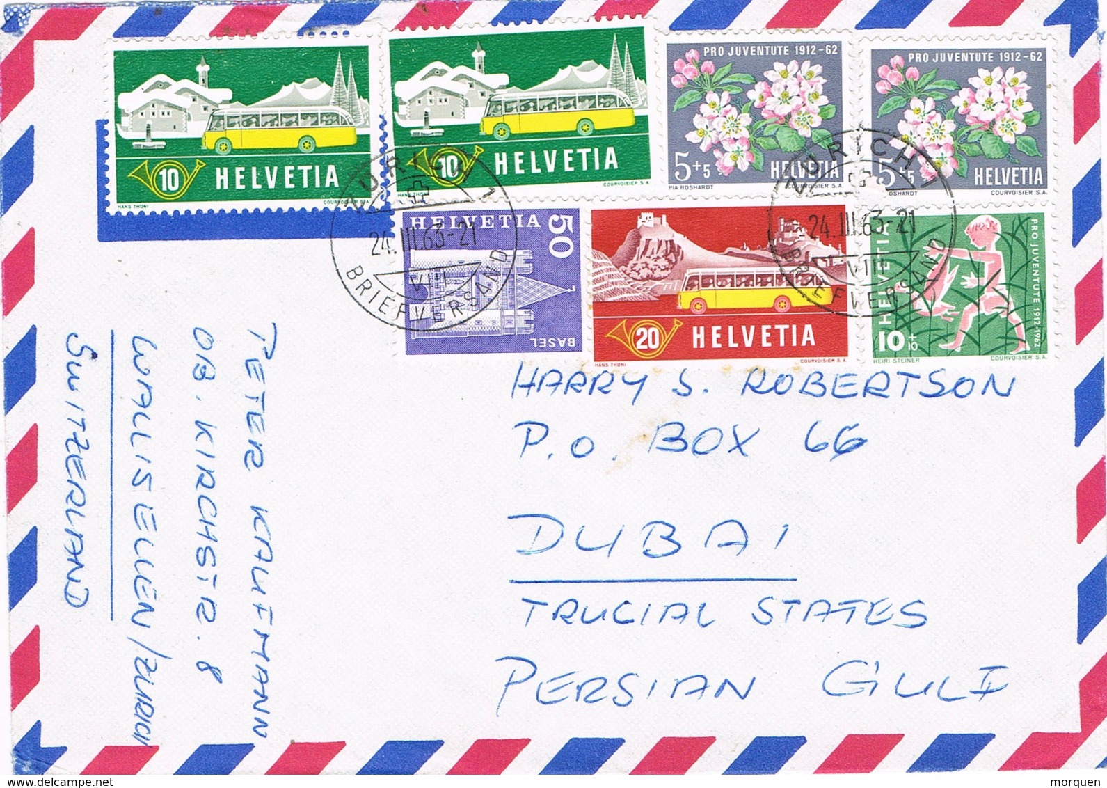 32738. Carta Aerea WALLISELLEN (Zurich) 1963, Stamp Pro Juventute 62 - Cartas & Documentos