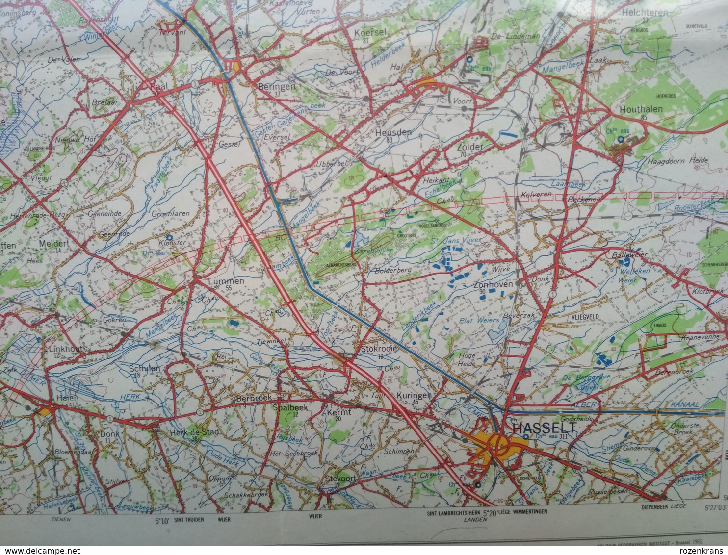 Topografische kaart STAFKAART Hasselt Hageland Diest Zichem Bekkevoort Aarschot Lier Mol Leopoldsburg Kamp Herentals