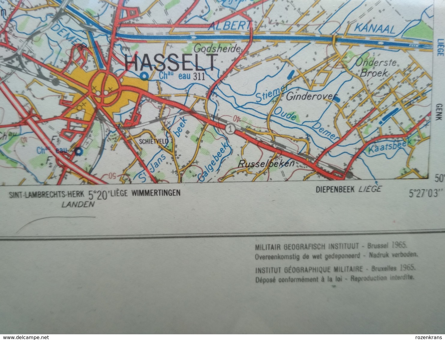 Topografische kaart STAFKAART Hasselt Hageland Diest Zichem Bekkevoort Aarschot Lier Mol Leopoldsburg Kamp Herentals