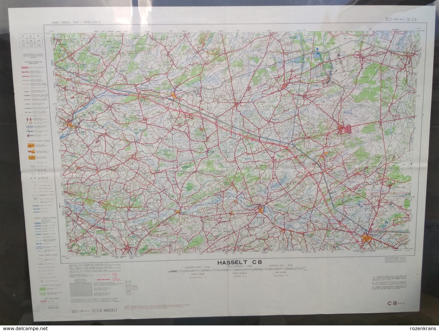 Topografische kaart STAFKAART Hasselt Hageland Diest Zichem Bekkevoort Aarschot Lier Mol Leopoldsburg Kamp Herentals