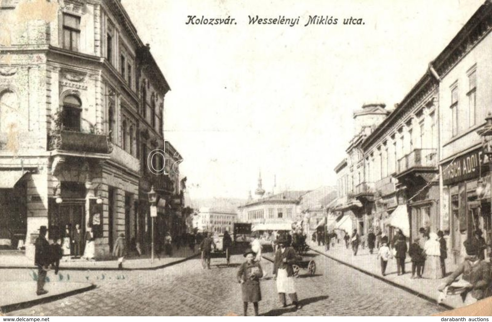 T4 Kolozsvár, Cluj; Wesselényi Miklós Utca, Hirsch Adolf üzlete / Street View, Shops (b) - Zonder Classificatie