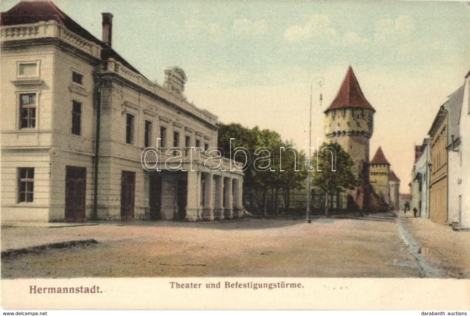 ** T2 Nagyszeben, Hermannstadt, Sibiu; Színház, Régi Vártorony / Theatre, Old Castle Tower / Befestigungstürme - Non Classés