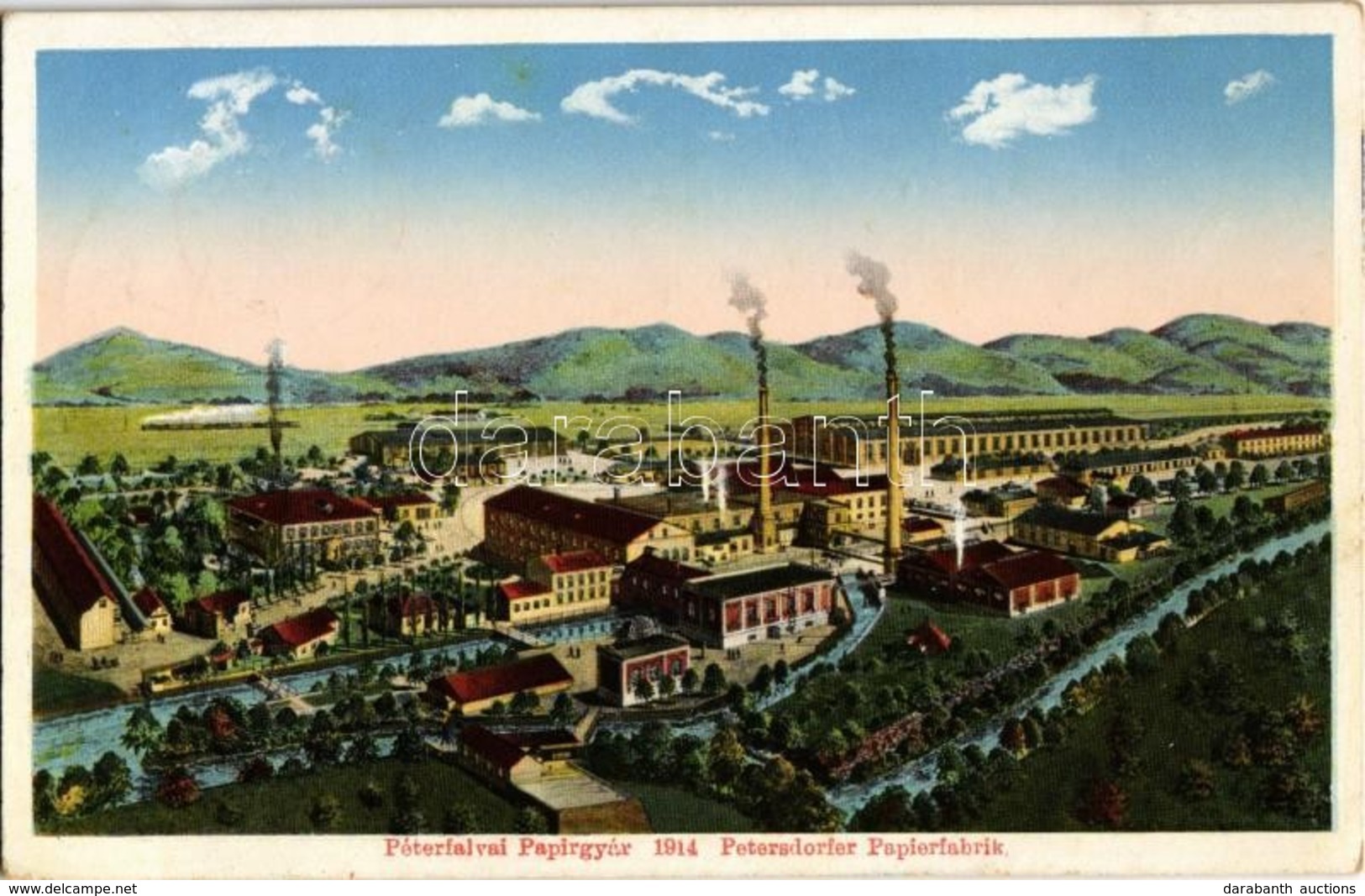 T2 1914 Péterfalva, Petersdorf, Petresti; Papírgyár / Papierfabrik / Paper Mill, Factory - Zonder Classificatie