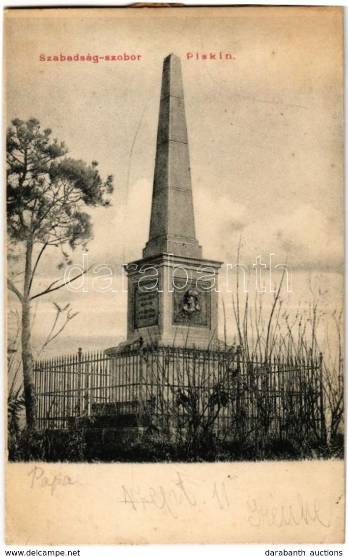 T2/T3 1904 Piski, Simeria; Szabadság Szobor. Adler Fényirda / Military Monument (EK) - Unclassified