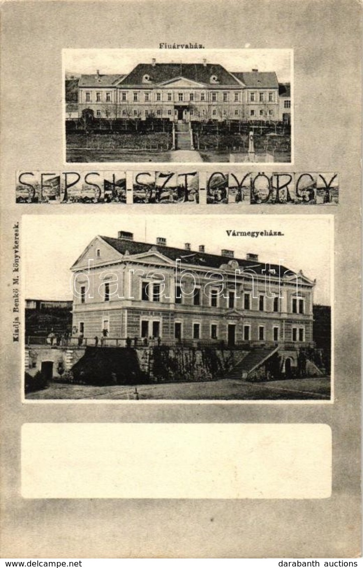 T2 Sepsiszentgyörgy, Sfantu Gheorghe; Fiú árvaház, Vármegyeháza; Virágos Mozaiklap, Kiadja Benkő M. / Boy Orpahange, Cou - Zonder Classificatie