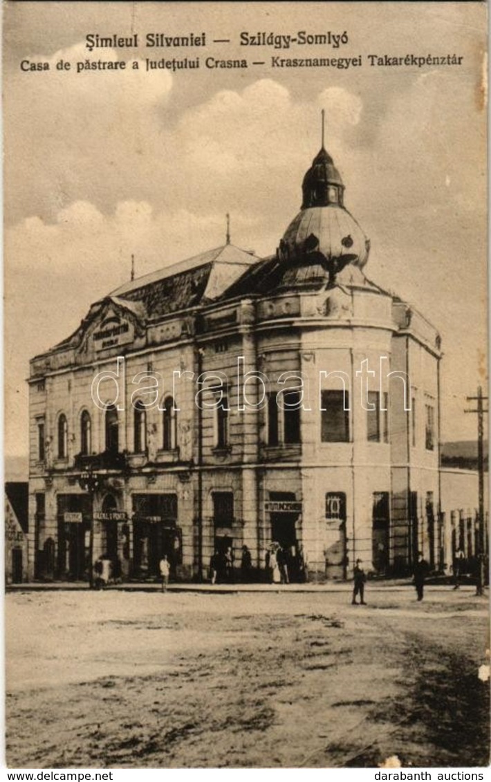 * T2/T3 1924 Szilágysomlyó, Simleu Silvaniei; Casa De Pastrare A Judetului Crasna / Krasznamegyei Takarékpénztár, üzlete - Non Classés