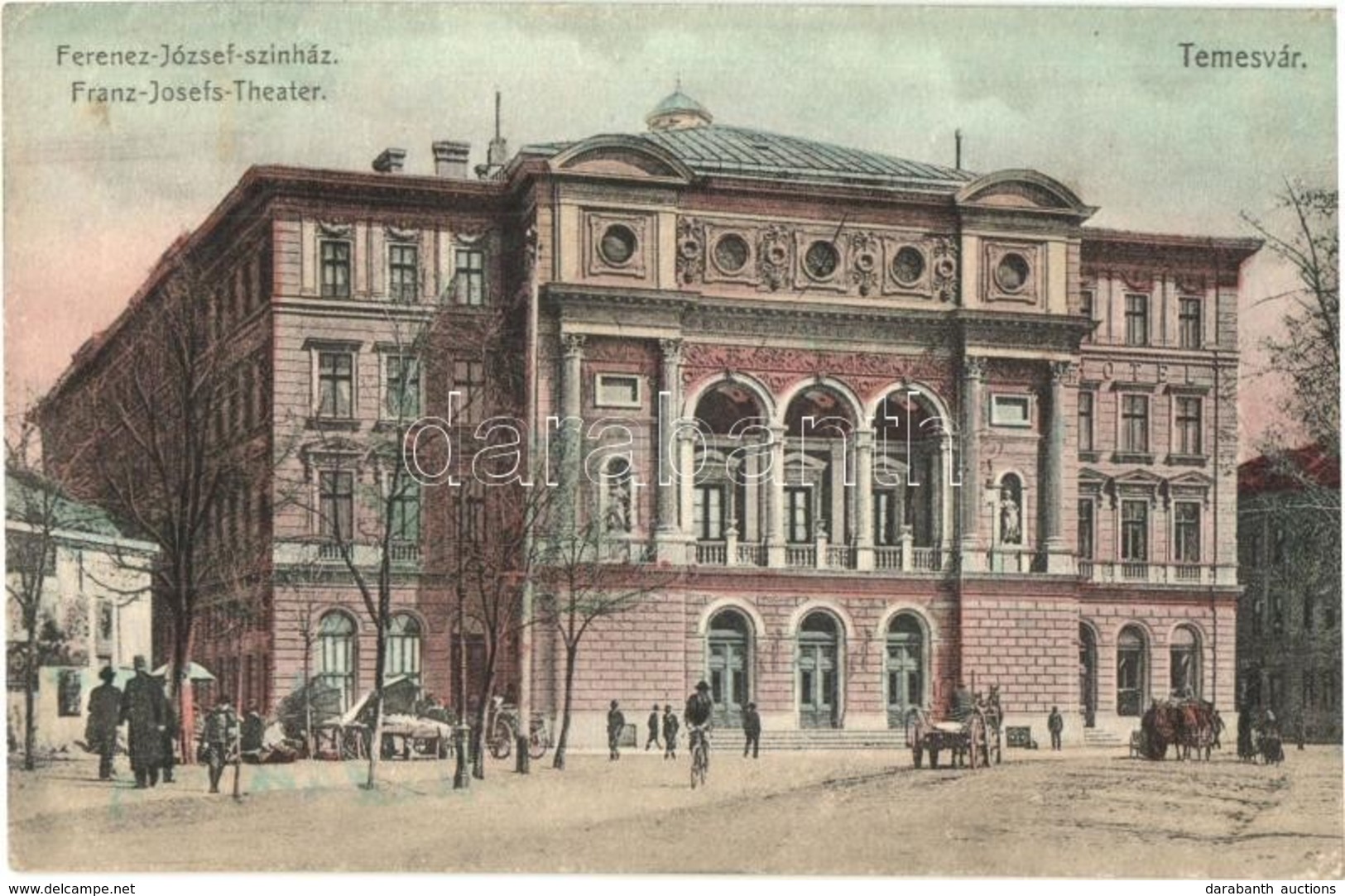 T2 1910 Temesvár, Timisoara; Ferencz József Színház, Kispiac / Theatre, Small Market - Unclassified