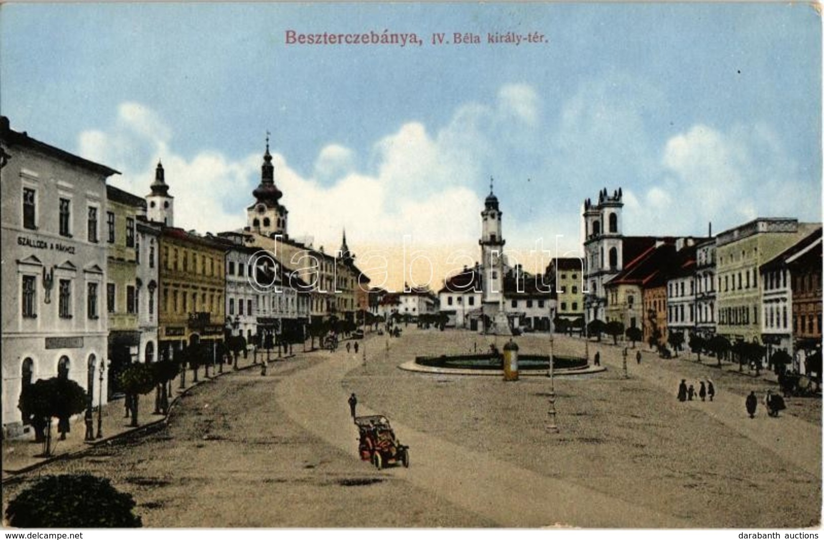 ** T2 Besztercebánya, Banska Bystrica; IV. Béla Király Tér, Templomok, Szálloda A Rákhoz, üzletek. Brichta József Kiadás - Unclassified