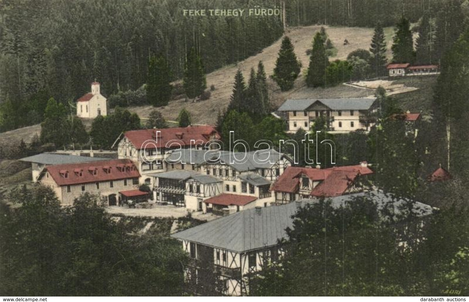 T2 1908 Feketehegy-fürdő, Cernohorské Kúpele (Merény, Nálepkovo); Nyaralók, Kápolna / Villas, Chapel - Non Classés