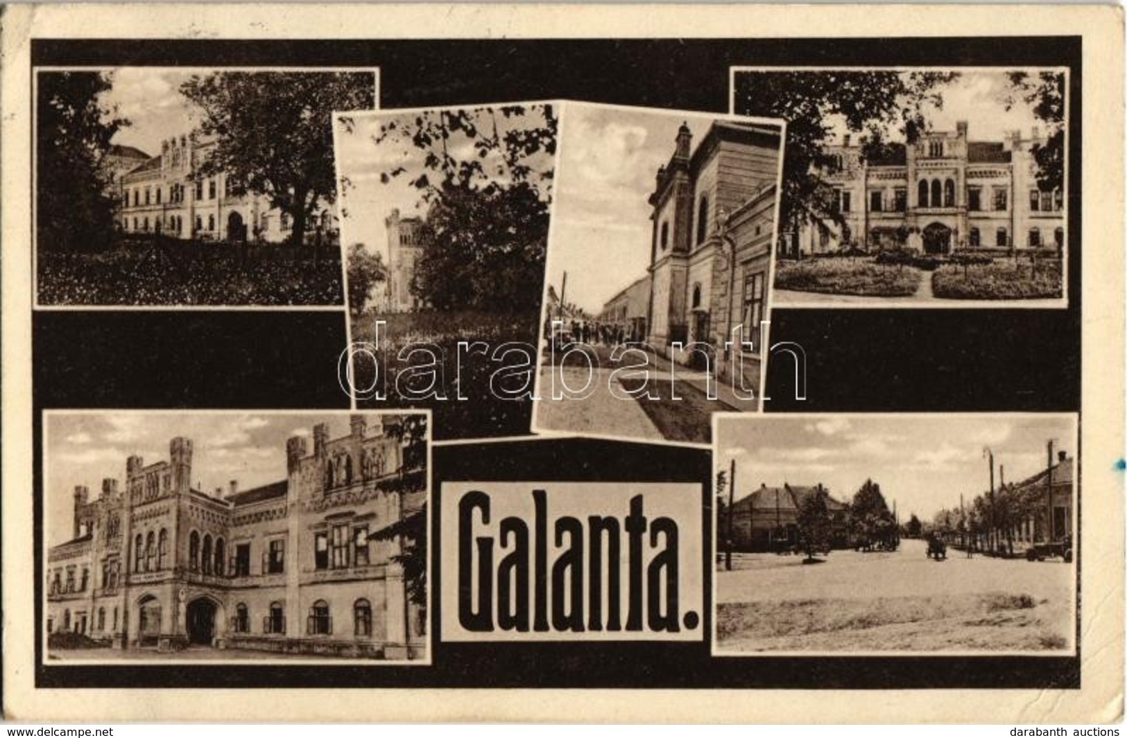 * T2/T3 1932 Galánta, Galanta; Herceg Esterházy Kastély, Zsinagóga, Fő Tér / Castle, Synagogue, Main Square (EK) - Unclassified