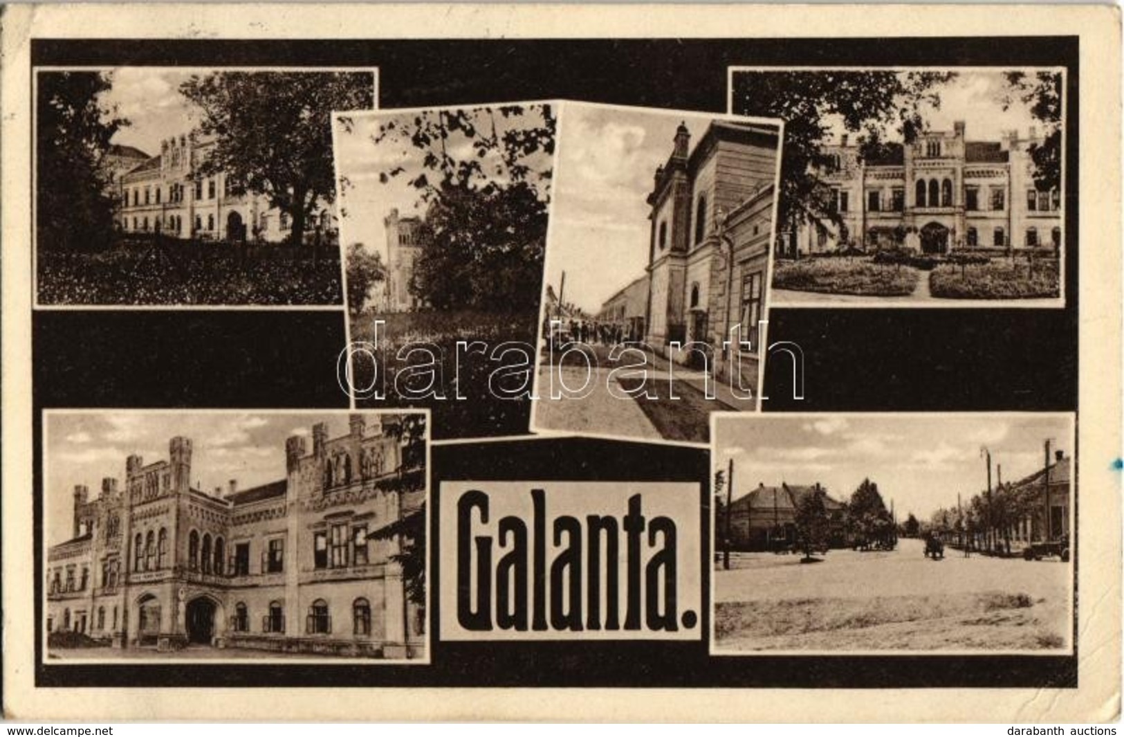 * T2/T3 1932 Galánta, Galanta; Herceg Esterházy Kastély, Zsinagóga, Fő Tér / Castle, Synagogue, Main Square (EK) - Non Classés