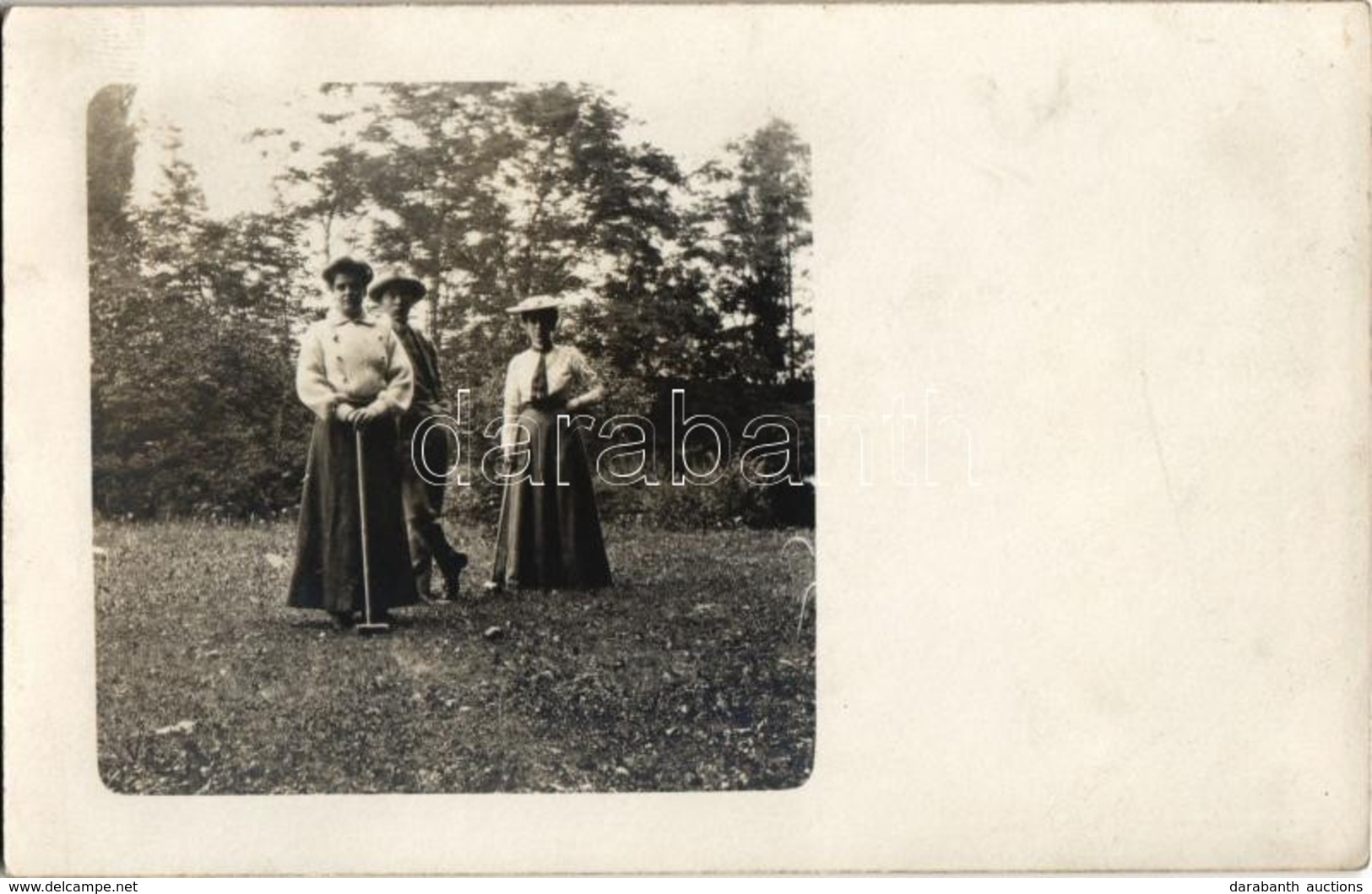 * T1/T2 1906 Görgő, Szepesgörgő, Harchov, Spissky Hrhov; Görgey Család Tagjai Krikettezés Közben / Castle Park, Family M - Non Classés