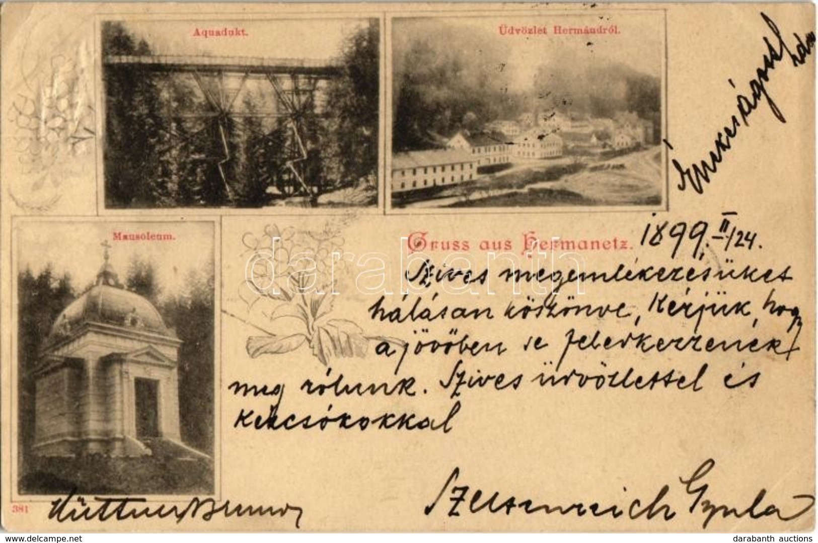 * T3 1899 Hermánd, Hermanecz, Harmanec; Akvadukt (csatornahíd), Vízvezeték, Papírgyár, Mauzóleum / Aqueduct, Water Bridg - Zonder Classificatie