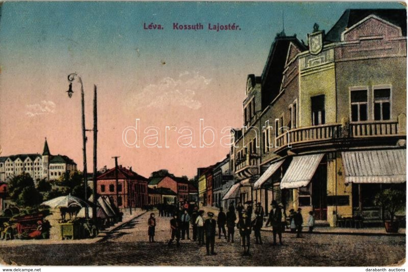 T3 Léva, Levice; Kossuth Lajos Tér, Piaci árusok, üzletek. Kiadja Schulcz Ignác / Street View, Market Vendors, Shops (EB - Non Classés