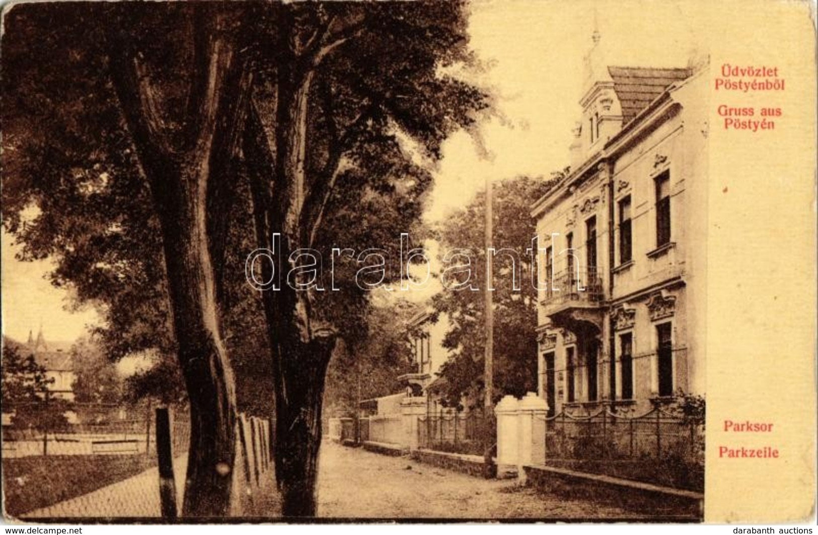 T2/T3 1907 Pöstyén, Pistyan, Piestany; Parksor. W. L. 882. / Parkzeile / Street Vew, Villa (EK) - Non Classés