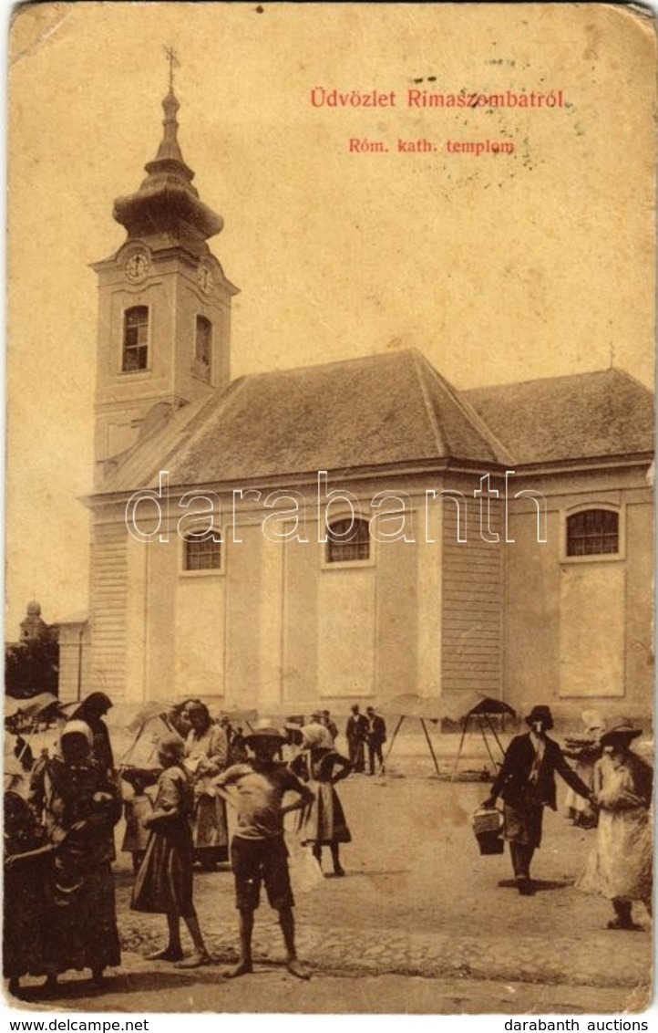 * T3 Rimaszombat, Rimavská Sobota; Római Katolikus Templom, Piaci árusok. W. L. 585. / Catholic Church, Market Vendors ( - Non Classés