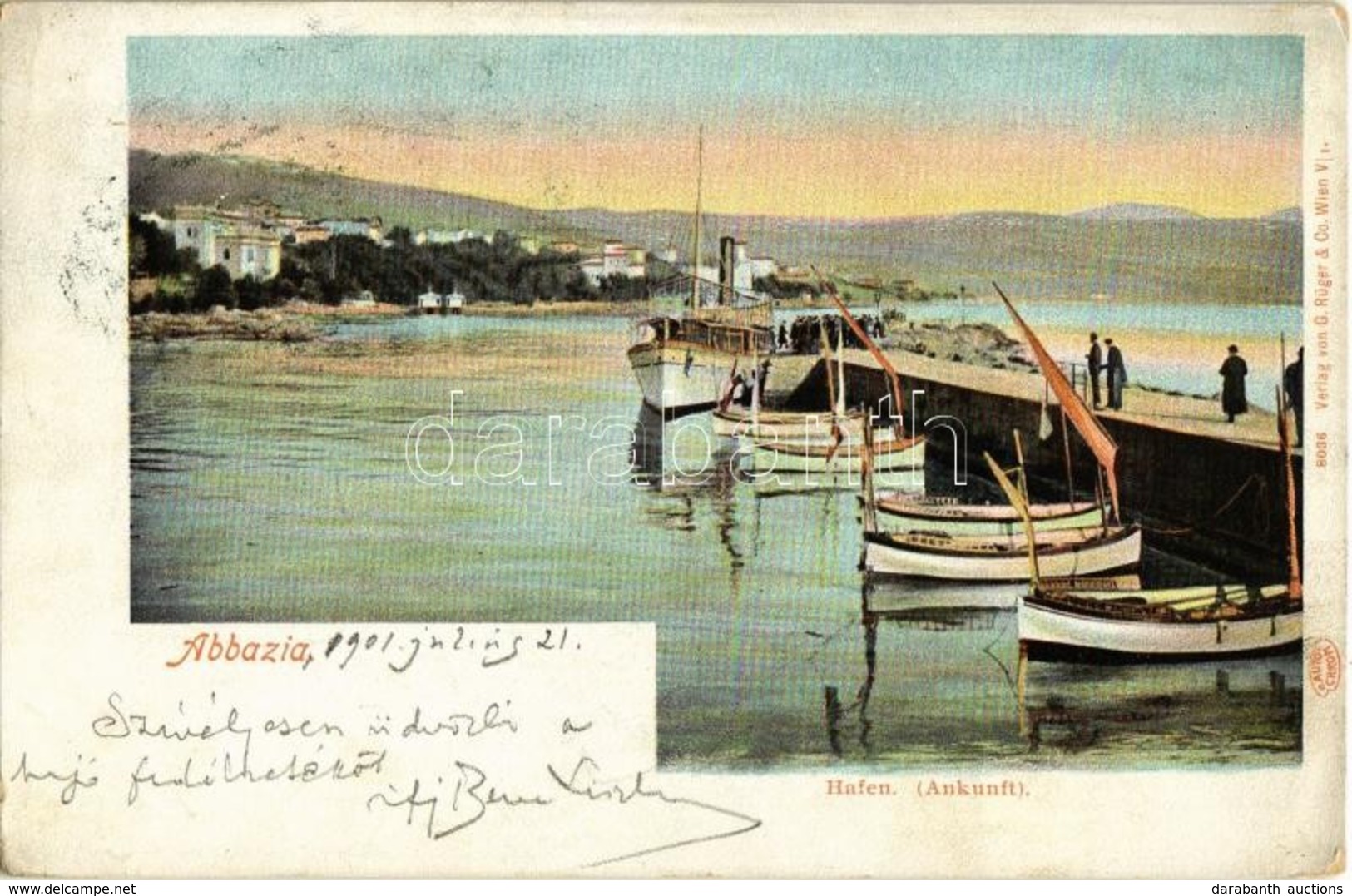 T2/T3 1901 Abbazia, Opatija; Kikötő Csónakokkal / Hafen / Port With Boats  (EK) - Non Classés