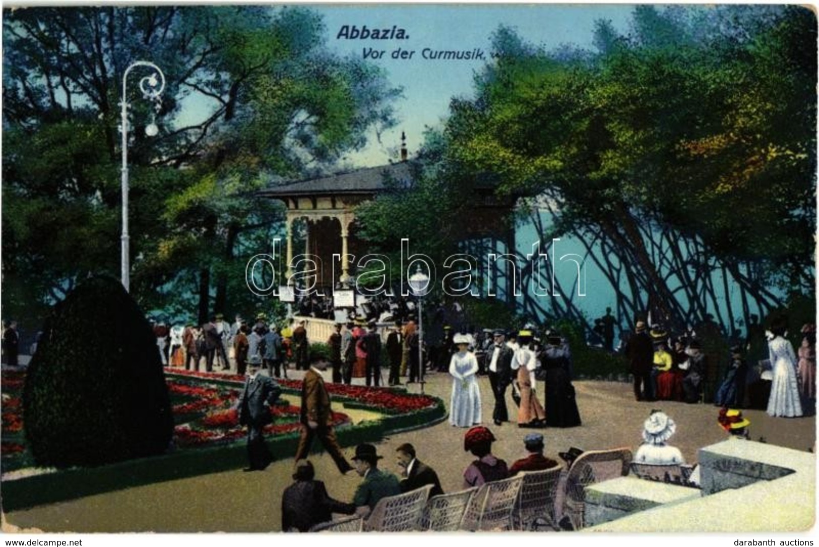 T2 Abbazia, Opatija; Vor Der Curmusik / Promenade, Music Pavilion With Music Band - Zonder Classificatie