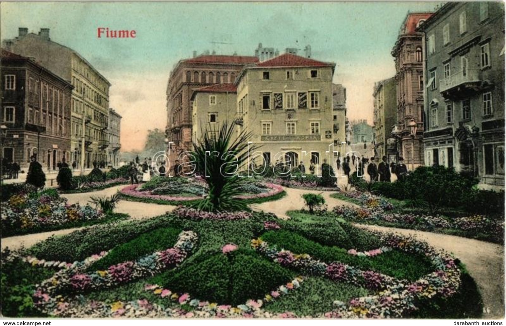 T2 1906 Fiume, Rijeka; Caffe Adria / Cafe With Park - Non Classés