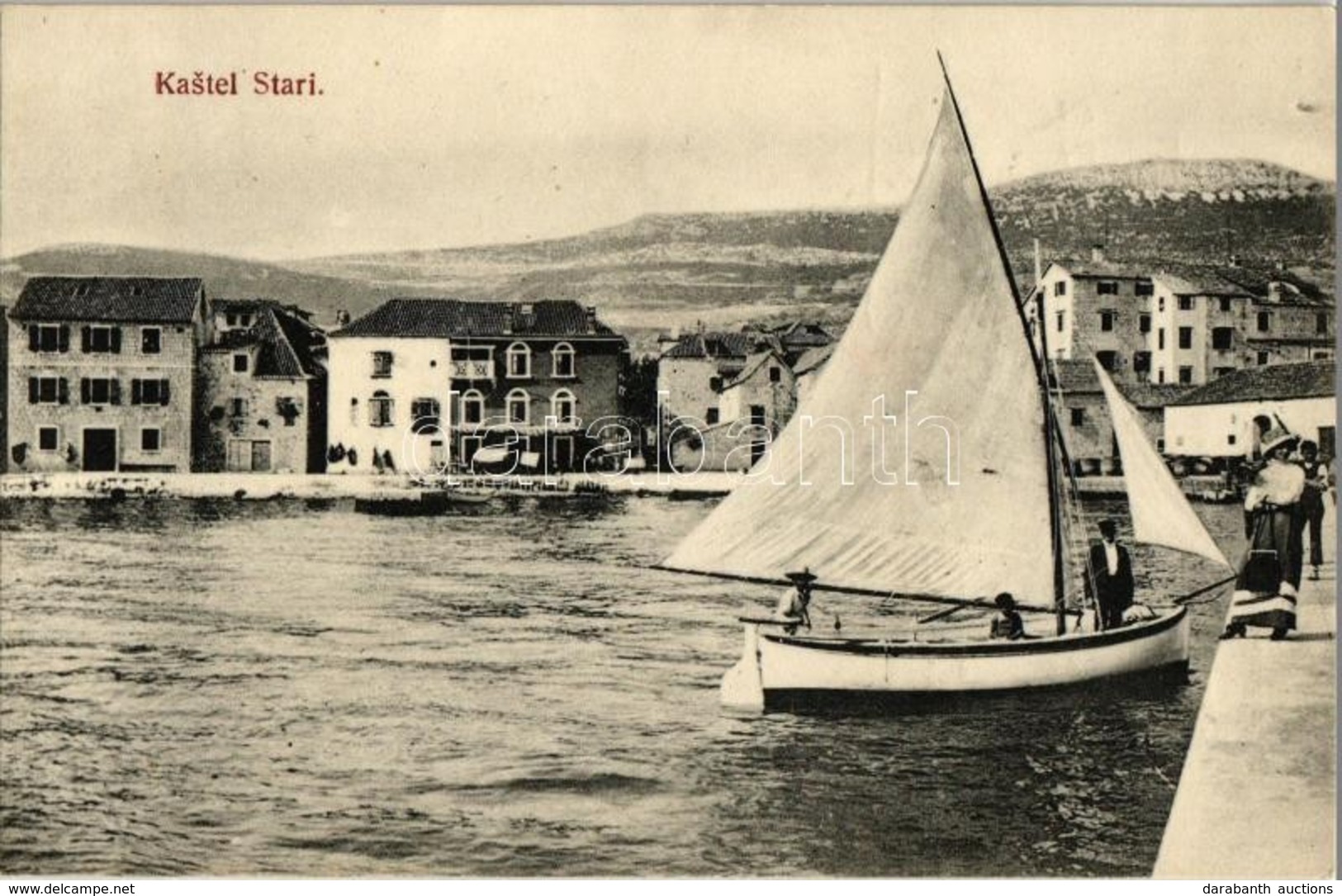 * T2/T3 Kastel Stari, Castelvecchio (Kastela, Castelli); Beach, Molo, Sailboat (EK) - Unclassified