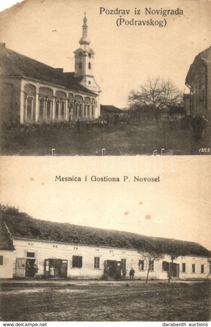 T4 Novigrad, Cittanova, Cittanuova; Mesnica I Gostiona P. Novosel / Church, P. Novosel's Butcher Shop And Tavern (EM) - Zonder Classificatie